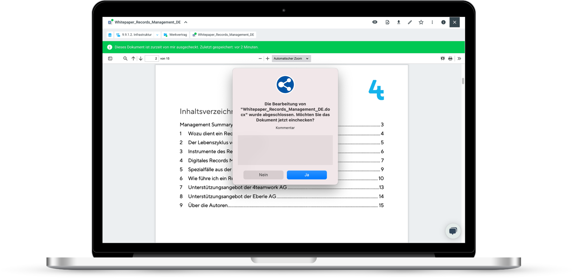 Screenshot of the Office Connector in the OneGov GEVER product